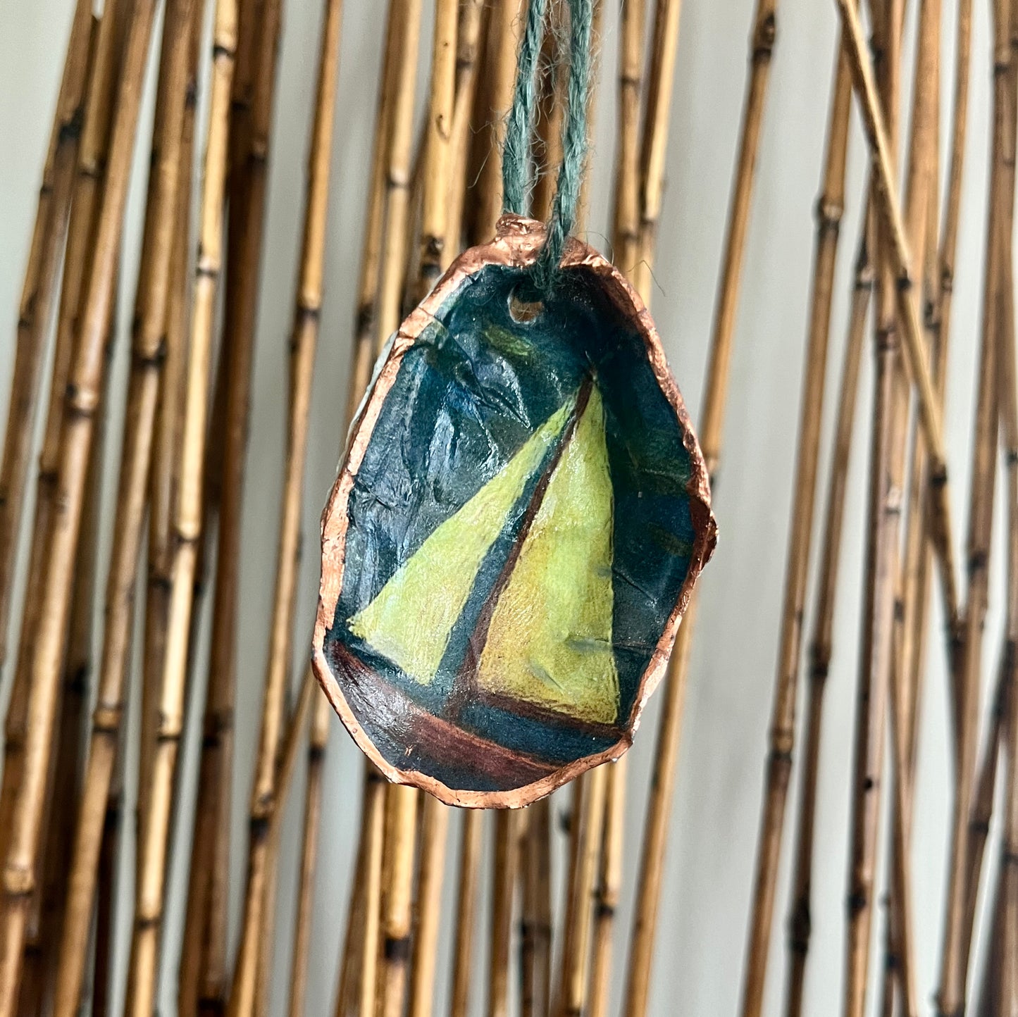 Oil Painting Sailboat Oyster Ornament