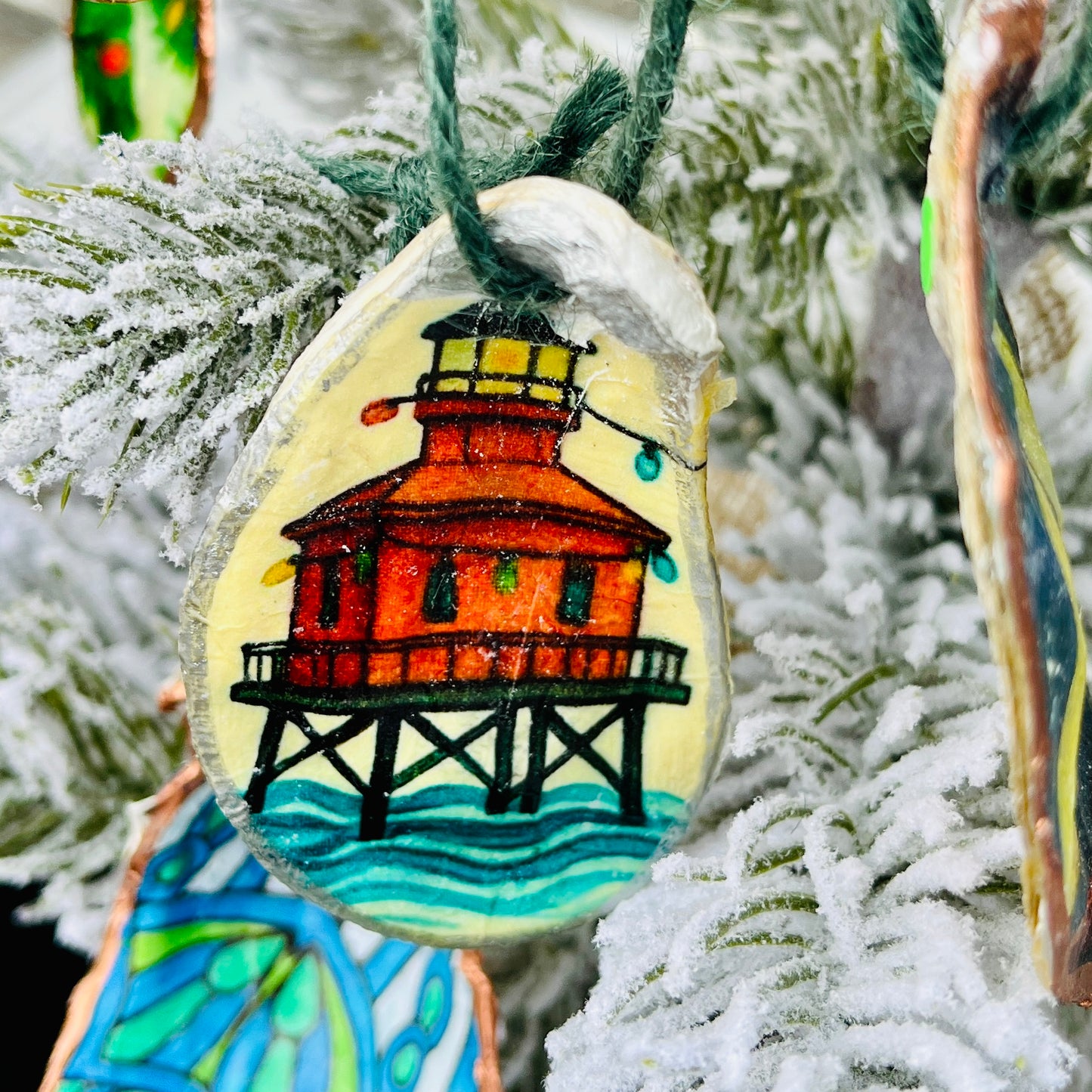 Red Lighthouse Oyster Ornament