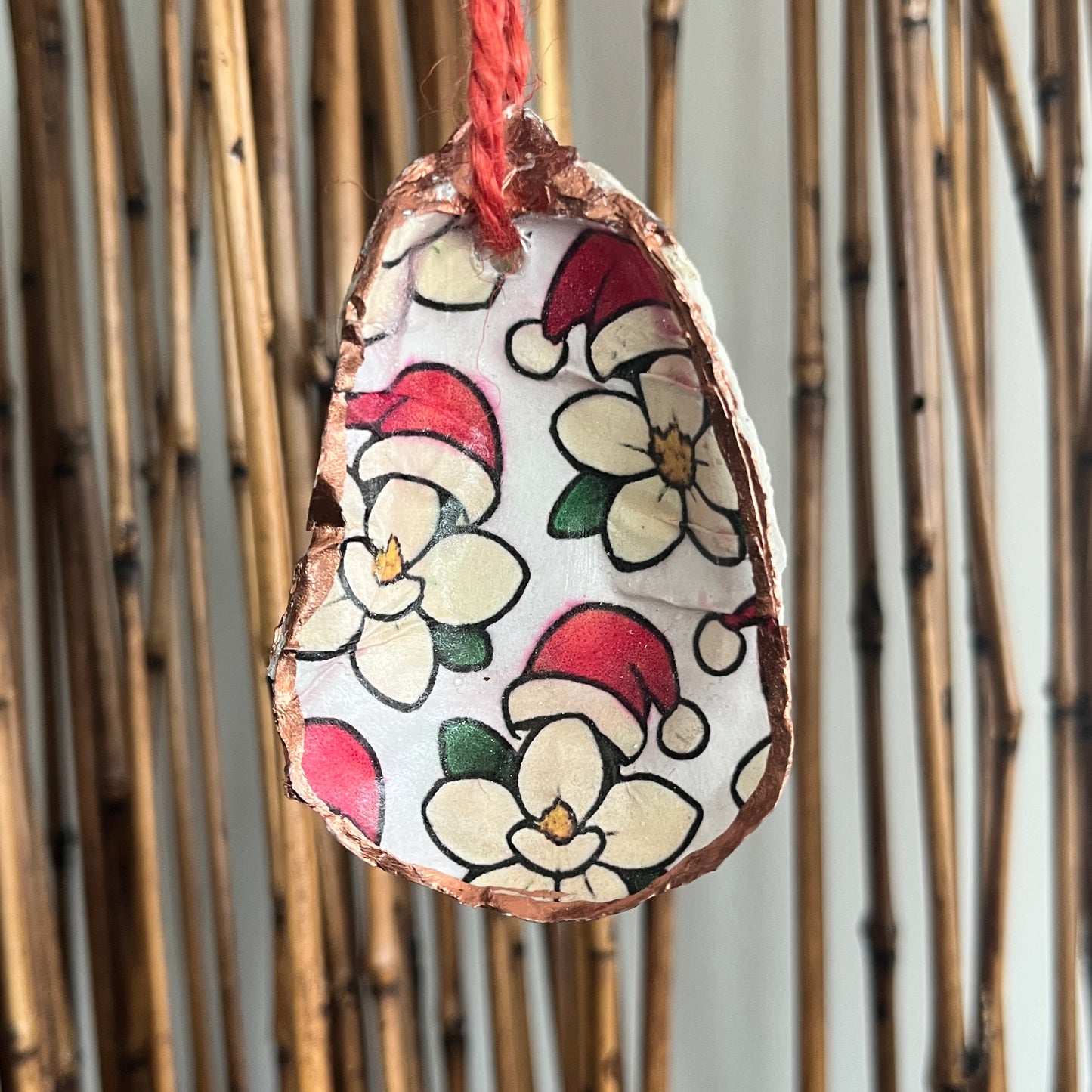 Southern Magnolia Santa Hat Oyster Ornament
