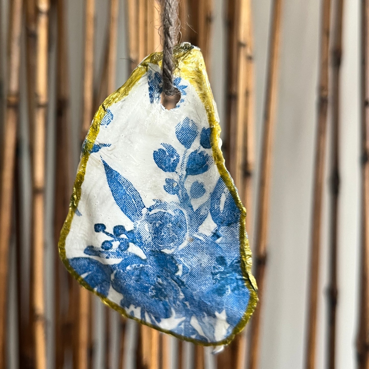 Blue Floral Oyster Ornament