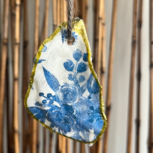 Blue Floral Oyster Ornament