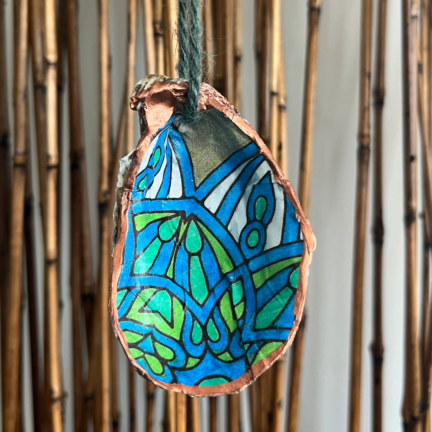 Blue & Green Mandala Oyster Ornament