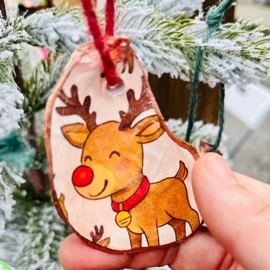 Red Nose Reindeer Oyster Ornament