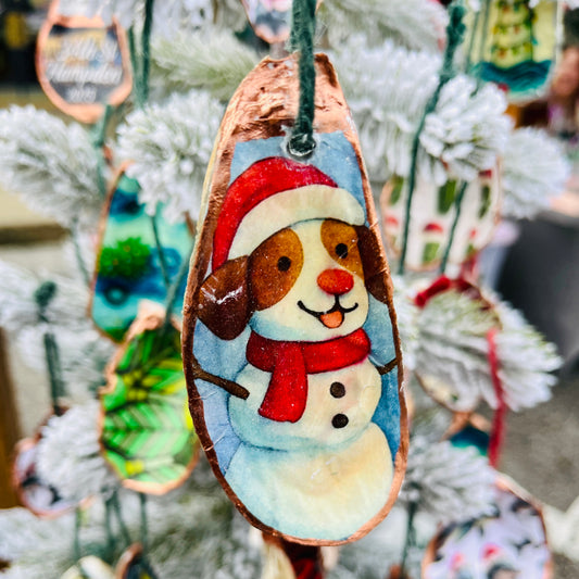 Snow Dog Oyster Ornament