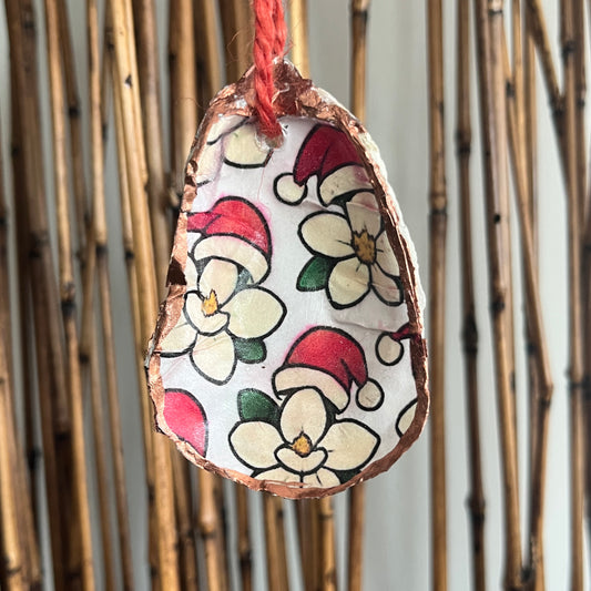 Southern Magnolia Santa Hat Oyster Ornament