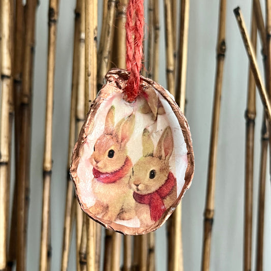 Winter Bunny Companions Oyster Ornament